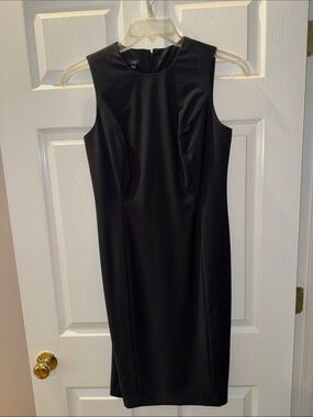 Talbots Black Sleeveless Midi Sheath Dress with Princess Seams